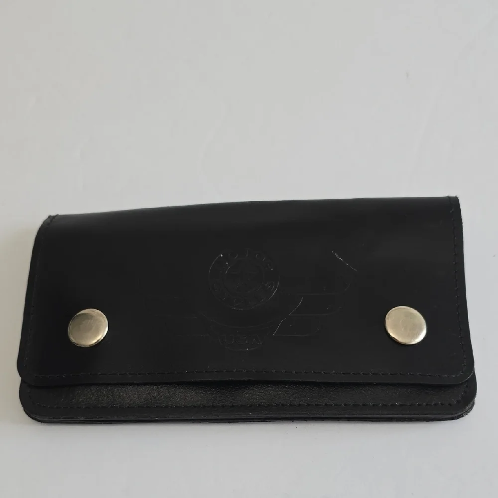 Vintage Motorcyles USA Genuine Leather Biker Trucker Black Wallet